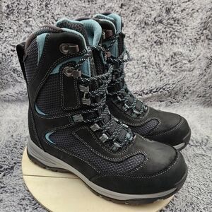 L.L. Bean Womens Tek 2.0 Winter Boots 8.5 M Black Blue Suede/ Mesh Primaloft 8"
